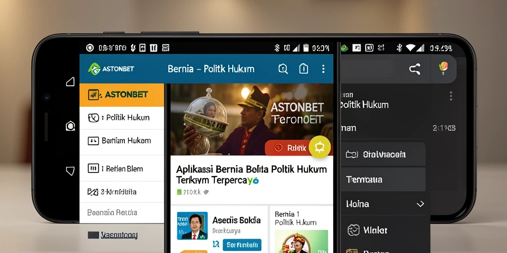 Antarmuka aplikasi ASTONBET menampilkan berita politik dan hukum terkini.