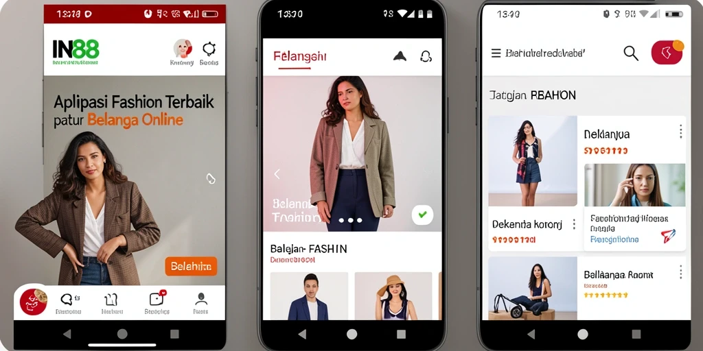Antarmuka aplikasi IN88 yang menarik untuk belanja fashion.