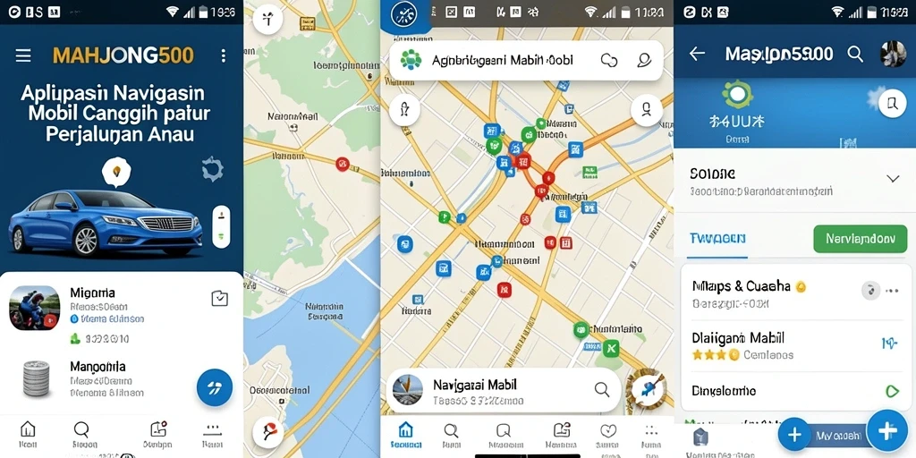 Screenshot MAHJONG500 menampilkan tampilan antarmuka Navigasi Mobil yang intuitif.