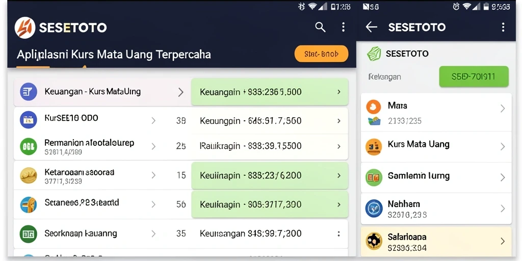 Tampilan antarmuka SESETOTO yang menampilkan kurs mata uang.